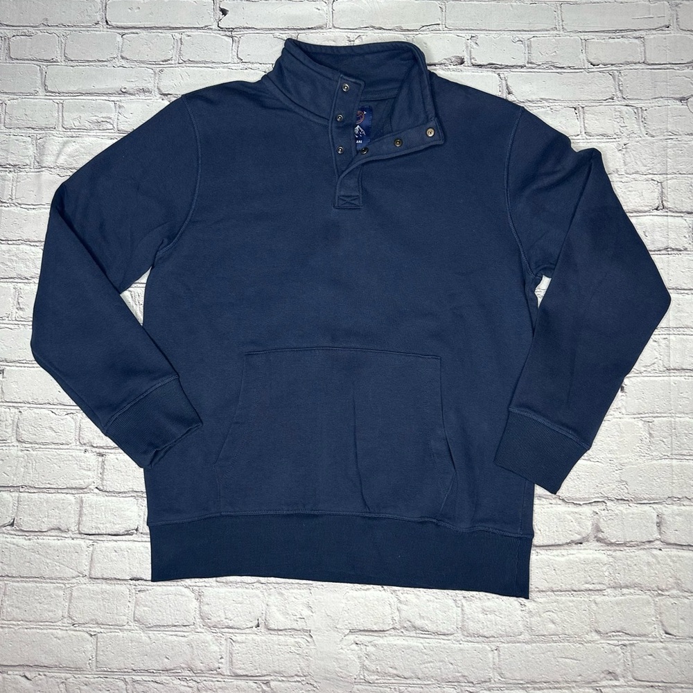 Free Planet Sweater Navy Blue Men’s Size Medium 3 Snap Button Turtle Neck